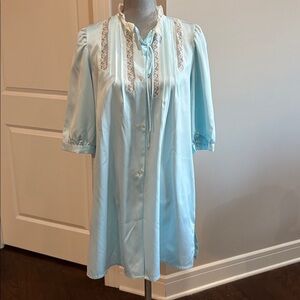 Vintage 60s Eve Stillman Vintage BLUE Lace Lingerie Nightgown size medium